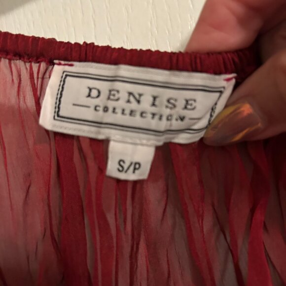 Sheer Crinkle Chiffon Blouse in Deep Ruby Red – Denise Collection, Size Small - Picture 4 of 4